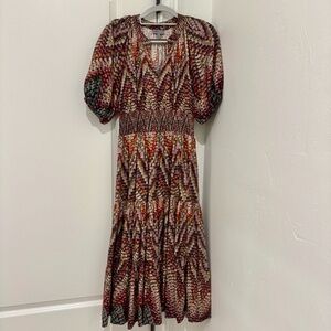Anthropology Conditions Apply Midi Dress Size 4, Brown multi color